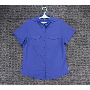 Eddie Bauer Shirt Womens Large Purple Short Sleeve Performance Stretch Hike Golf